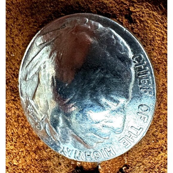 Vtg Roughphase Chief Of The Highway Leather Vest L Western Bull Skull & Conchos - Picture 5 of 12